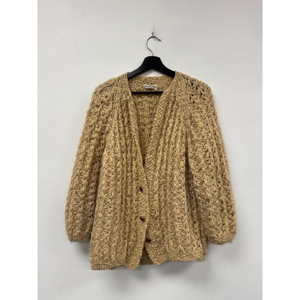 Vintage Marshall Field & Company‎ Sweater Womens 40 Beige Chunky Cardigan Italy